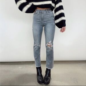 Vervet grey high rise ankle straight denim